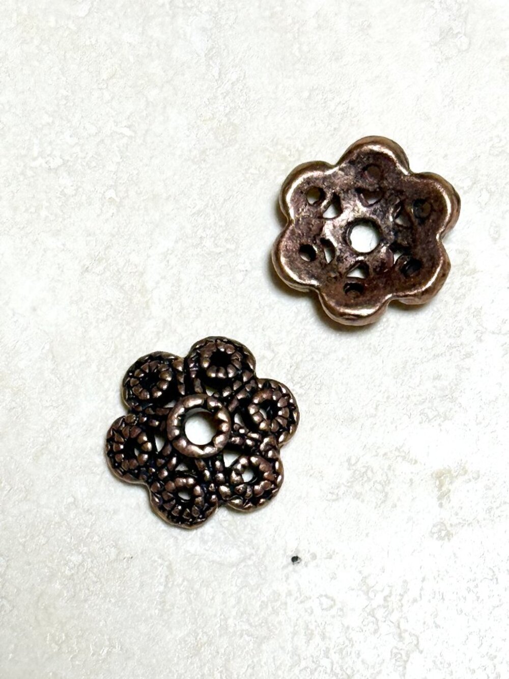 3/$10, 20pc Heavy Antique Copper Flower Bead Caps, Large Hole Craft Supplies